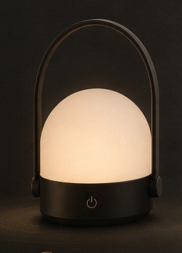 A HaloGuard lantern lit with a soft warm glow.